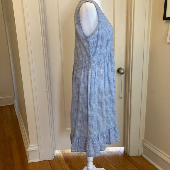 Blue Denim Pinstriped Babydoll Summer Dress – Size 6 - Picture 3 of 5